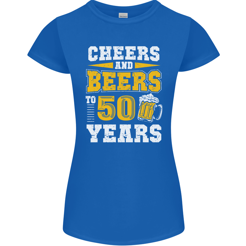 50th Birthday 50 Year Old Funny Alcohol Womens Petite Cut T-Shirt Royal Blue