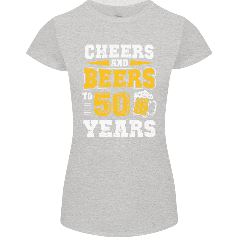 50th Birthday 50 Year Old Funny Alcohol Womens Petite Cut T-Shirt Sports Grey