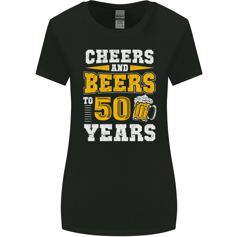 50th Birthday 50 Year Old Funny Alcohol Womens Wider Cut T-Shirt Black