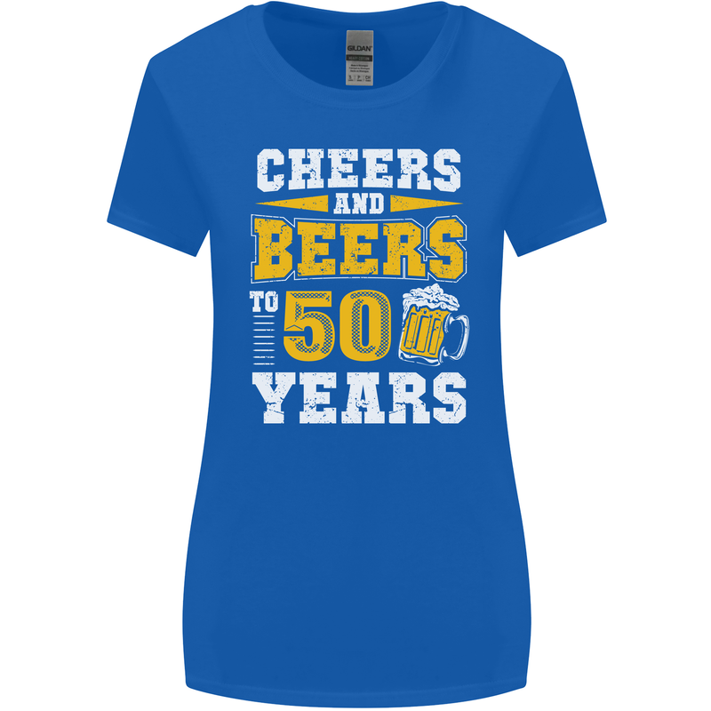 50th Birthday 50 Year Old Funny Alcohol Womens Wider Cut T-Shirt Royal Blue