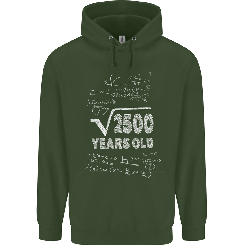 50th Birthday 50 Year Old Geek Funny Maths Mens 80% Cotton Hoodie Forest Green