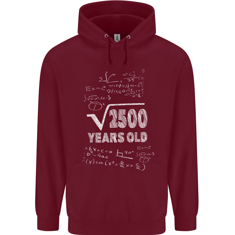 50th Birthday 50 Year Old Geek Funny Maths Mens 80% Cotton Hoodie Maroon