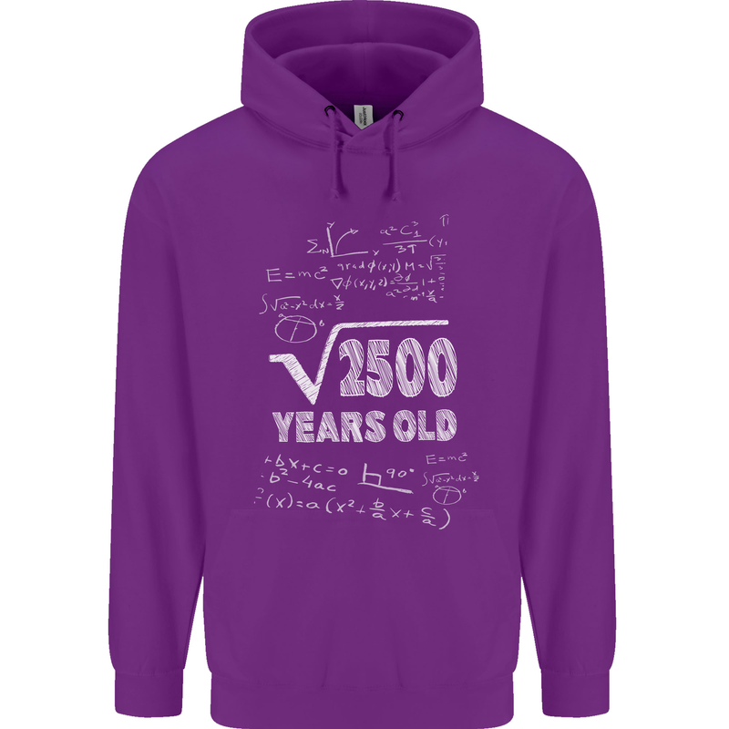 50th Birthday 50 Year Old Geek Funny Maths Mens 80% Cotton Hoodie Purple