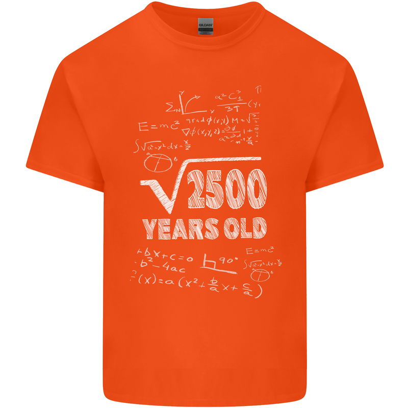 50th Birthday 50 Year Old Geek Funny Maths Mens Cotton T-Shirt Tee Top Orange