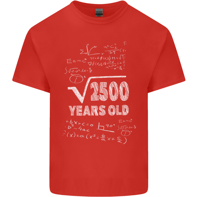 50th Birthday 50 Year Old Geek Funny Maths Mens Cotton T-Shirt Tee Top Red