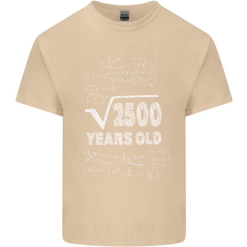 50th Birthday 50 Year Old Geek Funny Maths Mens Cotton T-Shirt Tee Top Sand