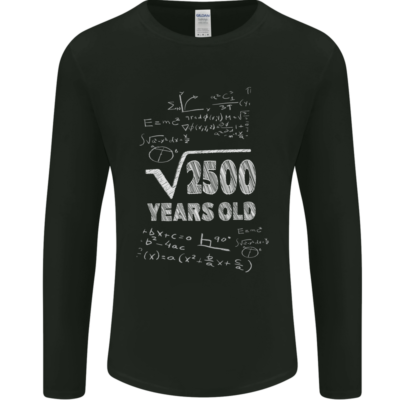 50th Birthday 50 Year Old Geek Funny Maths Mens Long Sleeve T-Shirt Black