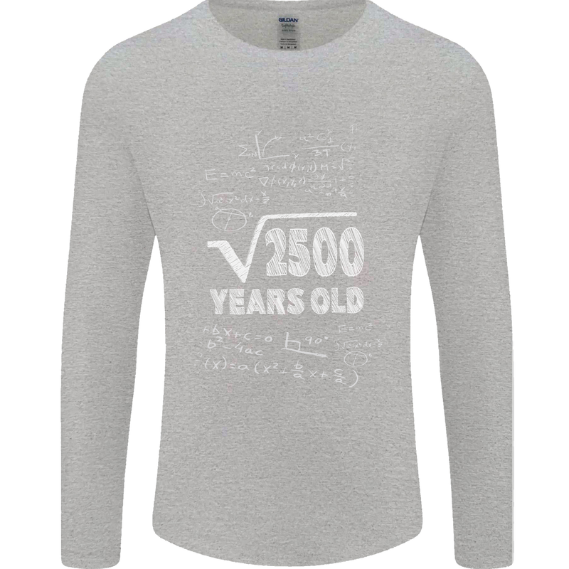 50th Birthday 50 Year Old Geek Funny Maths Mens Long Sleeve T-Shirt Sports Grey