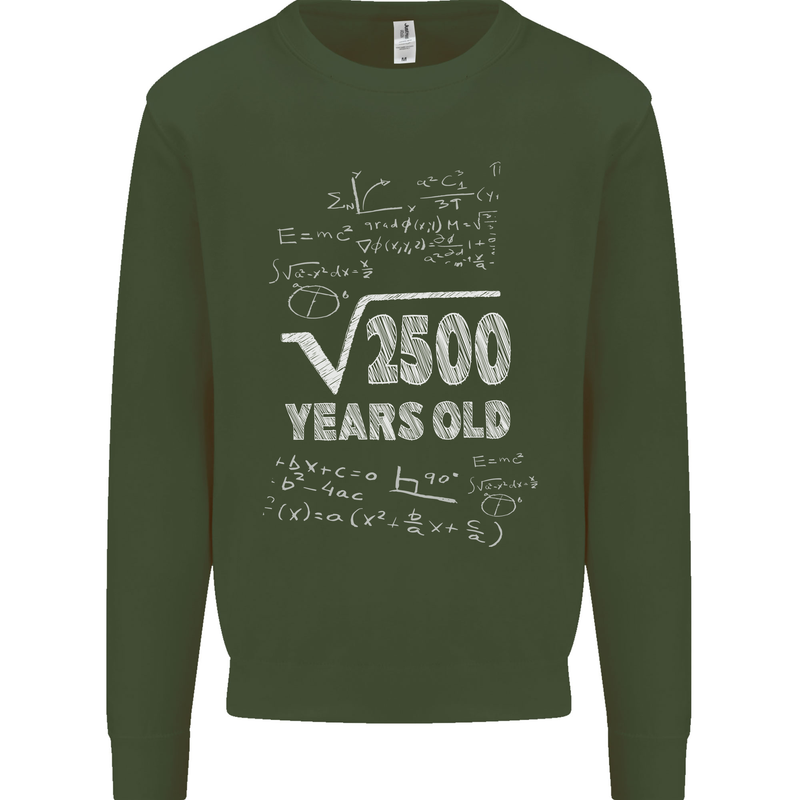 50th Birthday 50 Year Old Geek Funny Maths Mens Sweatshirt Jumper Forest Green