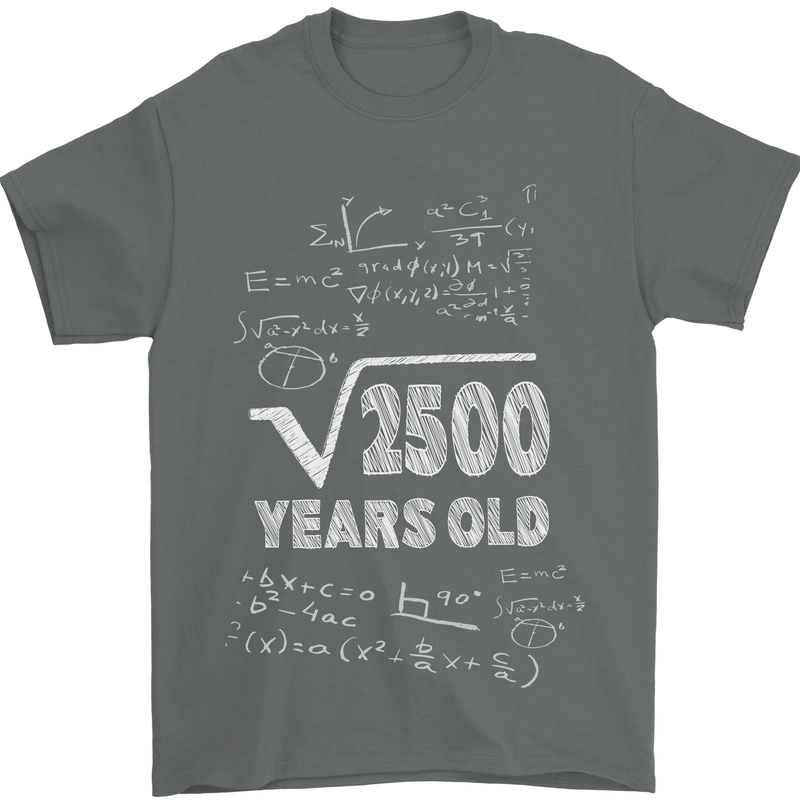 50th Birthday 50 Year Old Geek Funny Maths Mens T-Shirt 100% Cotton Charcoal