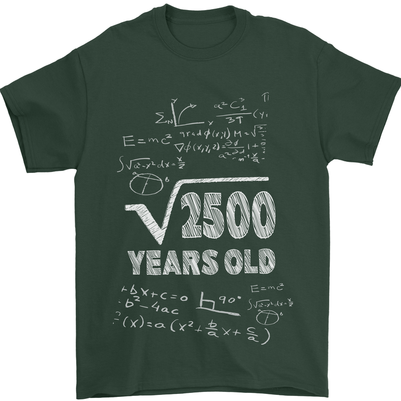 50th Birthday 50 Year Old Geek Funny Maths Mens T-Shirt 100% Cotton Forest Green
