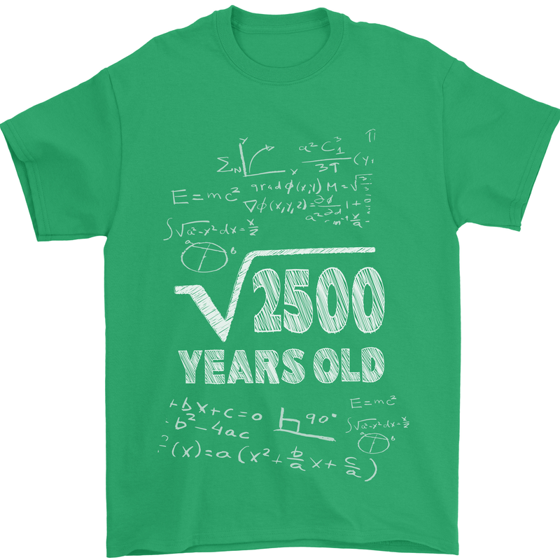 50th Birthday 50 Year Old Geek Funny Maths Mens T-Shirt 100% Cotton Irish Green