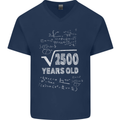 50th Birthday 50 Year Old Geek Funny Maths Mens V-Neck Cotton T-Shirt Navy Blue