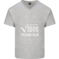 50th Birthday 50 Year Old Geek Funny Maths Mens V-Neck Cotton T-Shirt Sports Grey