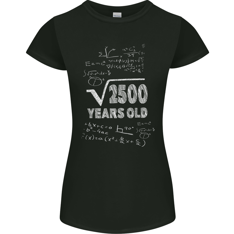 50th Birthday 50 Year Old Geek Funny Maths Womens Petite Cut T-Shirt Black