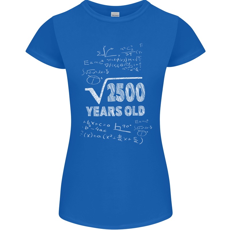 50th Birthday 50 Year Old Geek Funny Maths Womens Petite Cut T-Shirt Royal Blue