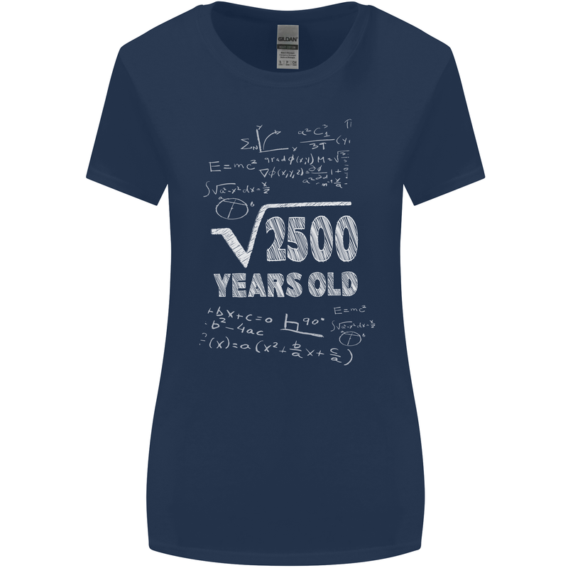 50th Birthday 50 Year Old Geek Funny Maths Womens Wider Cut T-Shirt Navy Blue