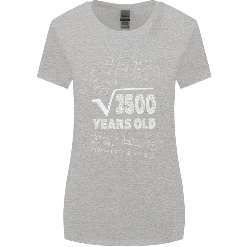 50th Birthday 50 Year Old Geek Funny Maths Womens Wider Cut T-Shirt Sports Grey
