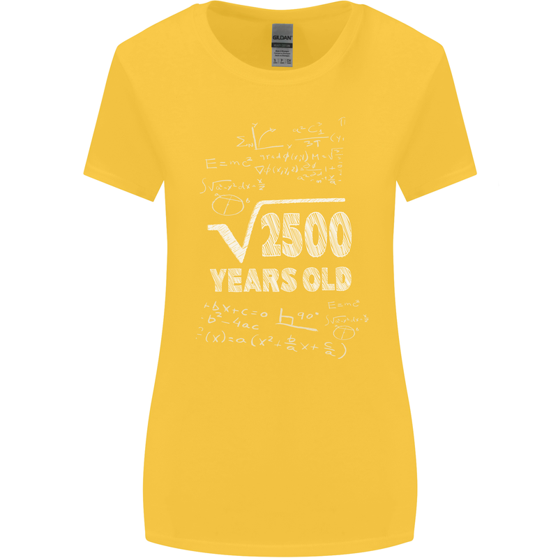 50th Birthday 50 Year Old Geek Funny Maths Womens Wider Cut T-Shirt Yellow