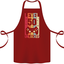 50th Birthday 50 Year Old Level Up Gamming Cotton Apron 100% Organic Maroon