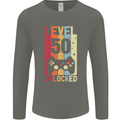 50th Birthday 50 Year Old Level Up Gamming Mens Long Sleeve T-Shirt Charcoal