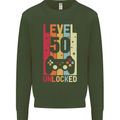 50th Birthday 50 Year Old Level Up Gamming Mens Sweatshirt Jumper Forest Green