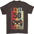 50th Birthday 50 Year Old Level Up Gamming Mens T-Shirt 100% Cotton Dark Chocolate