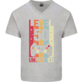 50th Birthday 50 Year Old Level Up Gamming Mens V-Neck Cotton T-Shirt Sports Grey