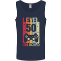 50th Birthday 50 Year Old Level Up Gamming Mens Vest Tank Top Navy Blue