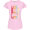 50th Birthday 50 Year Old Level Up Gamming Womens Petite Cut T-Shirt Light Pink