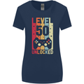 50th Birthday 50 Year Old Level Up Gamming Womens Wider Cut T-Shirt Navy Blue