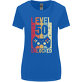 50th Birthday 50 Year Old Level Up Gamming Womens Wider Cut T-Shirt Royal Blue
