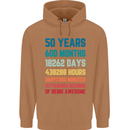 50th Birthday 50 Year Old Mens 80% Cotton Hoodie Caramel Latte