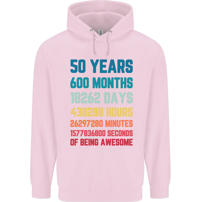 50th Birthday 50 Year Old Mens 80% Cotton Hoodie Light Pink