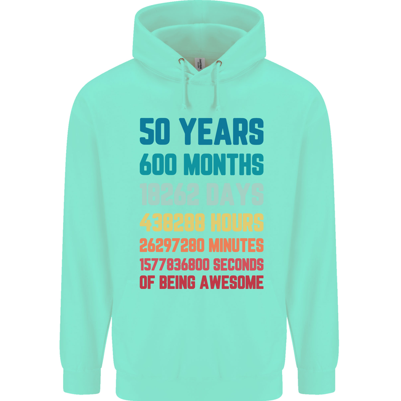 50th Birthday 50 Year Old Mens 80% Cotton Hoodie Peppermint