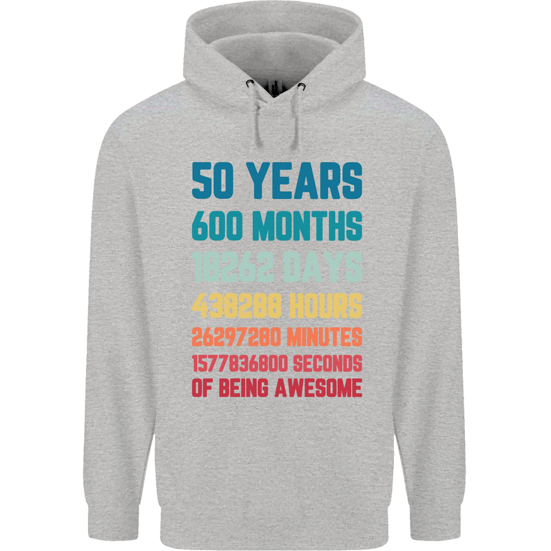 50th Birthday 50 Year Old Mens 80% Cotton Hoodie Sports Grey