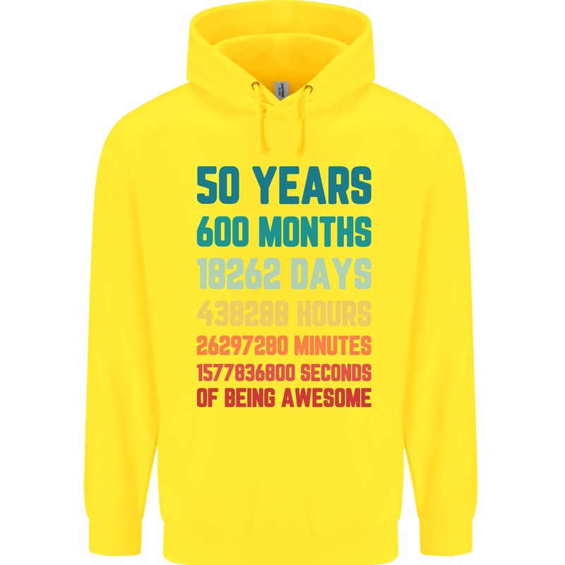 50th Birthday 50 Year Old Mens 80% Cotton Hoodie Yellow