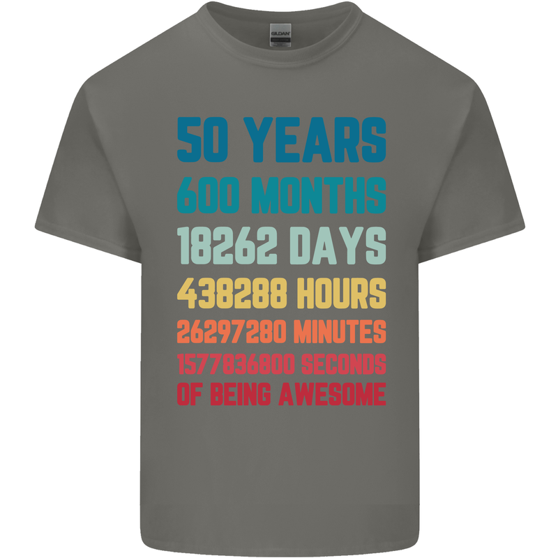 50th Birthday 50 Year Old Mens Cotton T-Shirt Tee Top Charcoal