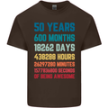 50th Birthday 50 Year Old Mens Cotton T-Shirt Tee Top Dark Chocolate