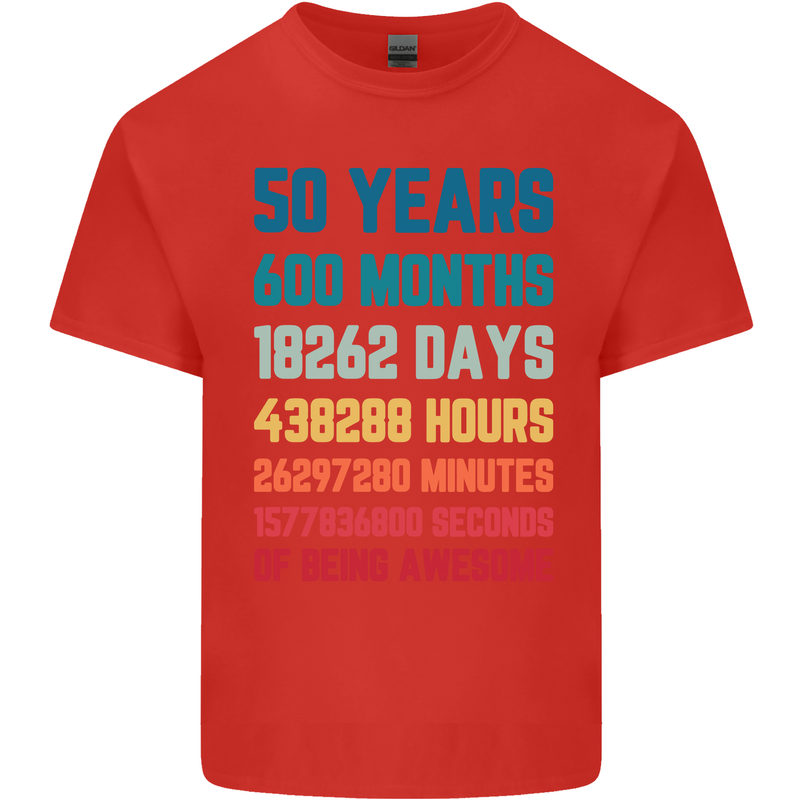 50th Birthday 50 Year Old Mens Cotton T-Shirt Tee Top Red