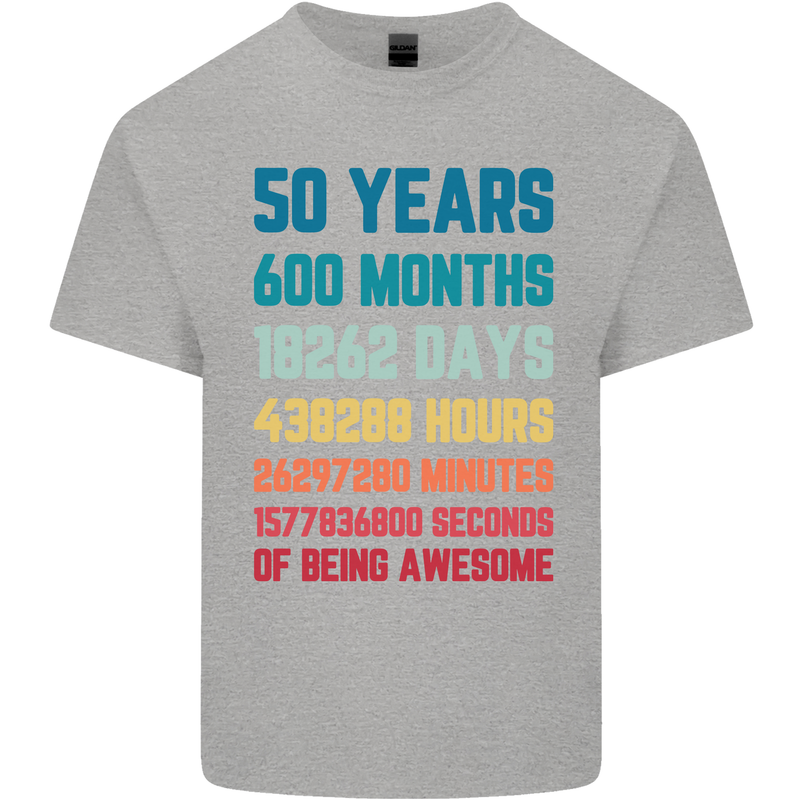 50th Birthday 50 Year Old Mens Cotton T-Shirt Tee Top Sports Grey