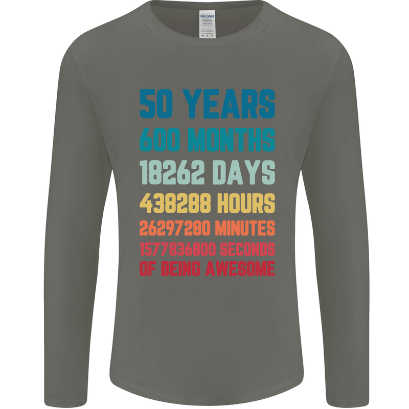 50th Birthday 50 Year Old Mens Long Sleeve T-Shirt Charcoal