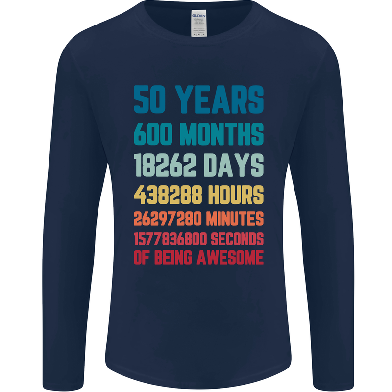 50th Birthday 50 Year Old Mens Long Sleeve T-Shirt Navy Blue