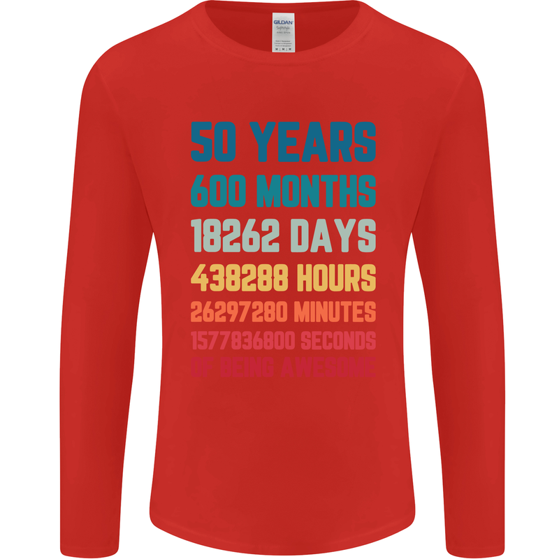 50th Birthday 50 Year Old Mens Long Sleeve T-Shirt Red