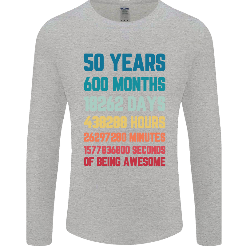 50th Birthday 50 Year Old Mens Long Sleeve T-Shirt Sports Grey