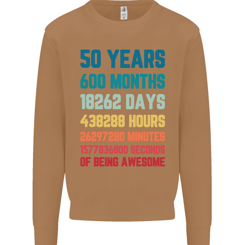 50th Birthday 50 Year Old Mens Sweatshirt Jumper Caramel Latte