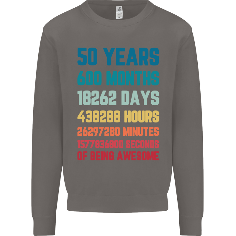 50th Birthday 50 Year Old Mens Sweatshirt Jumper Charcoal