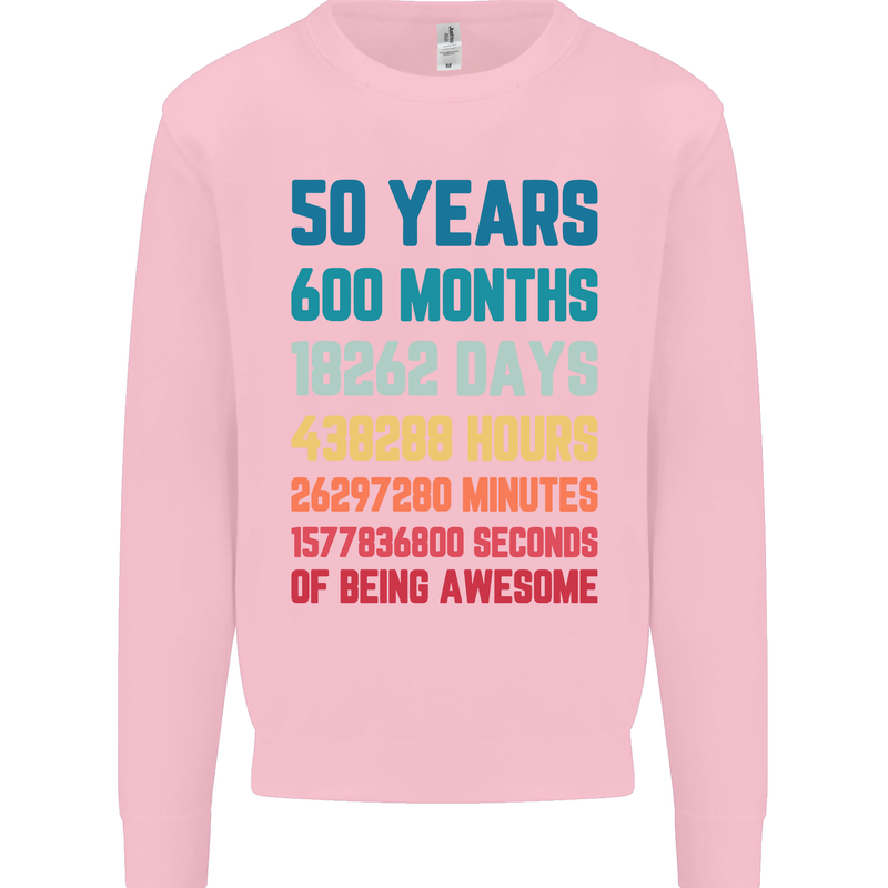 50th Birthday 50 Year Old Mens Sweatshirt Jumper Light Pink