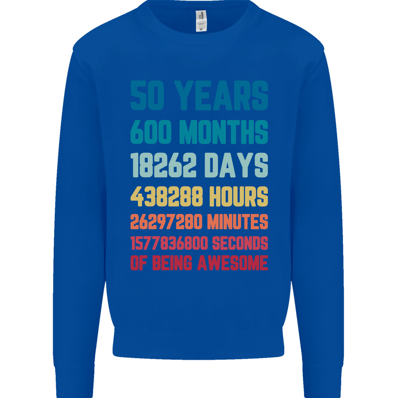 50th Birthday 50 Year Old Mens Sweatshirt Jumper Royal Blue