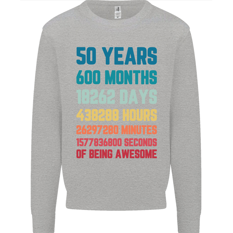 50th Birthday 50 Year Old Mens Sweatshirt Jumper Sports Grey